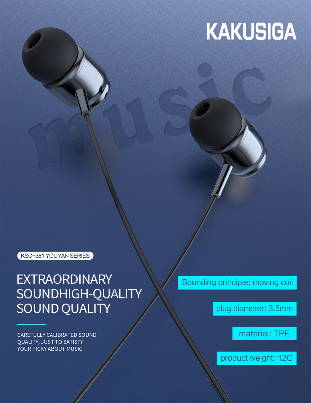 YOUYAN series Universal wire controlled earphone with microp