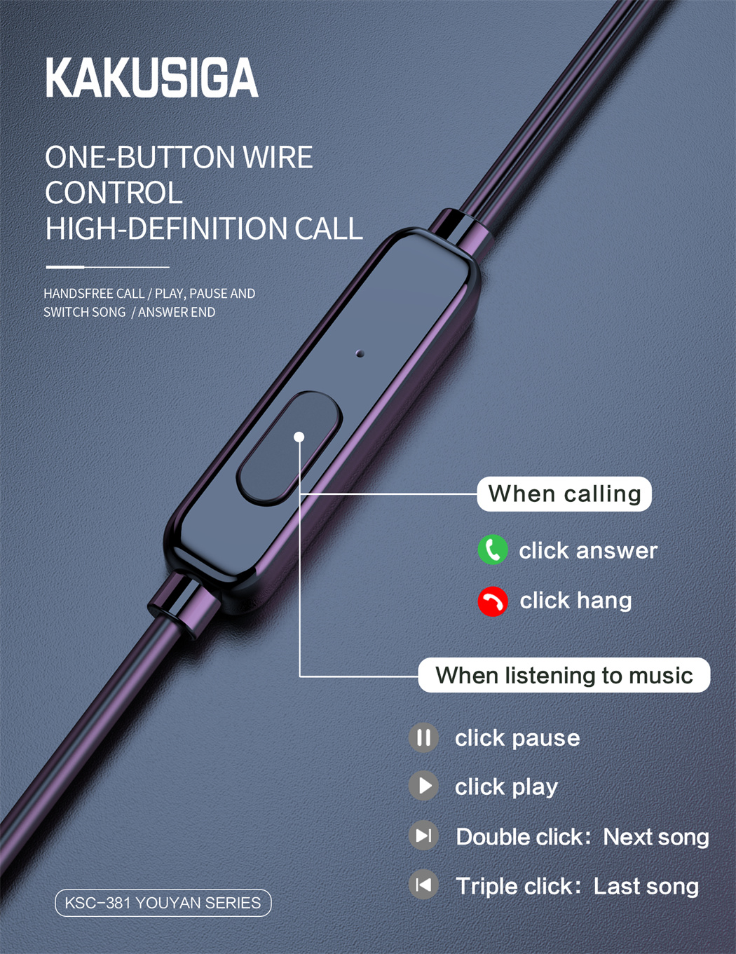 YOUYAN series Universal wire controlled earphone with microp